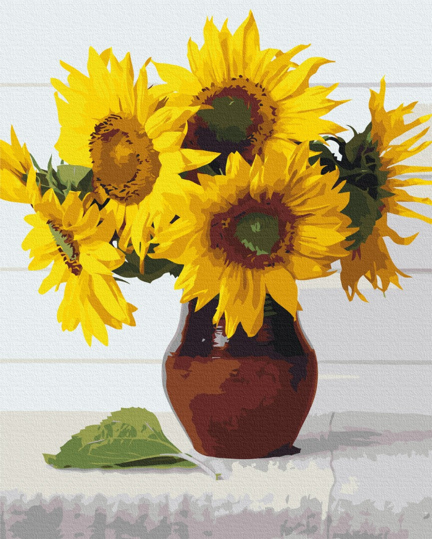 Malen nach Zahlen Motiv - Vase mit Sonnenblumen