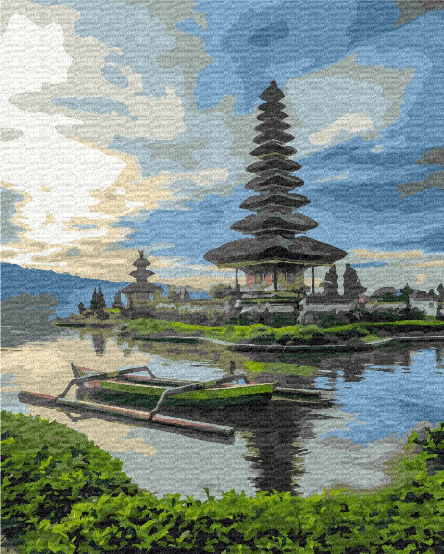 Malen nach Zahlen Motiv - Tempel von Ulun Danu in Bali