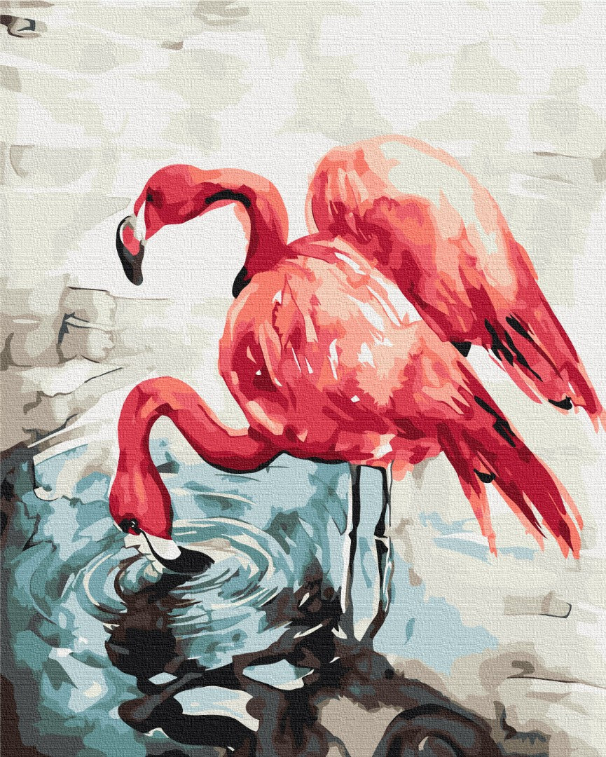 Malen nach Zahlen Motiv - Aquarellflamingos