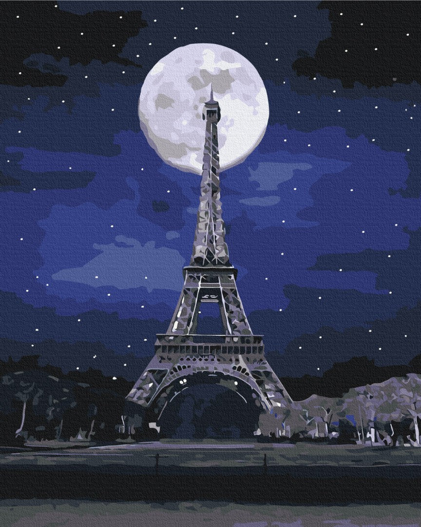 Malen nach Zahlen Motiv - Vollmond in Paris