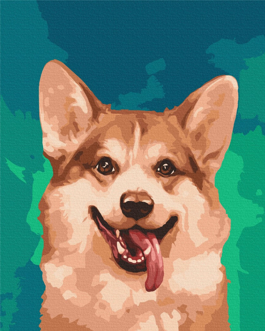 Malen nach Zahlen Motiv - Corgi in Farben