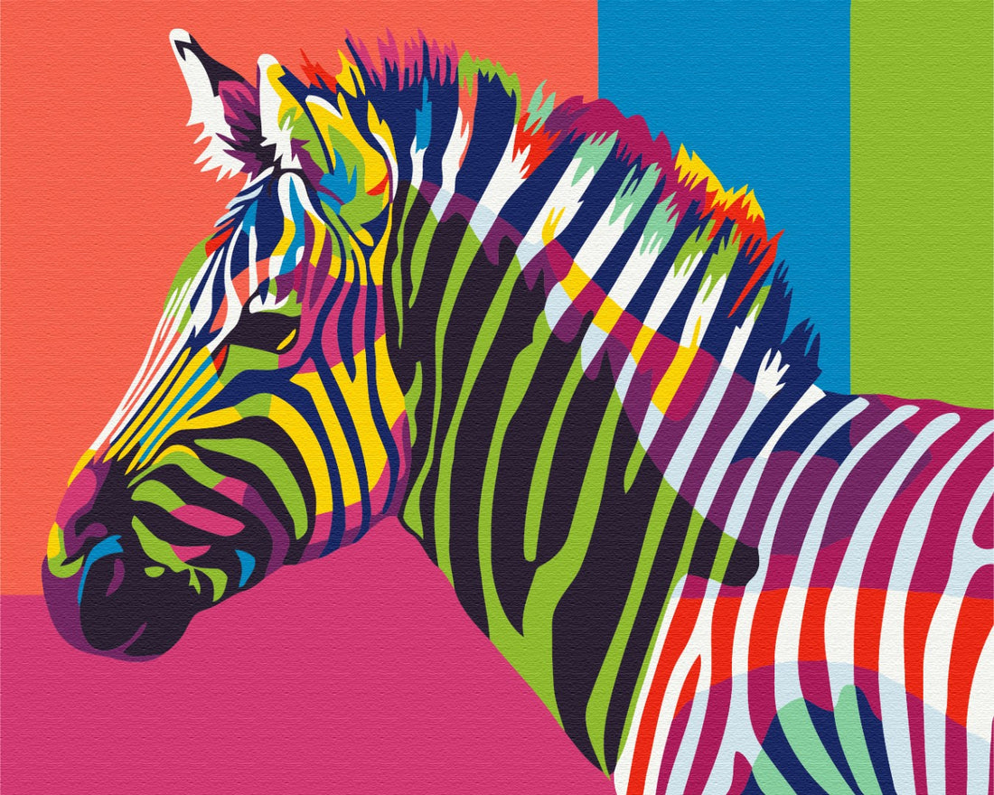 Malen nach Zahlen Motiv - Regenbogenzebra