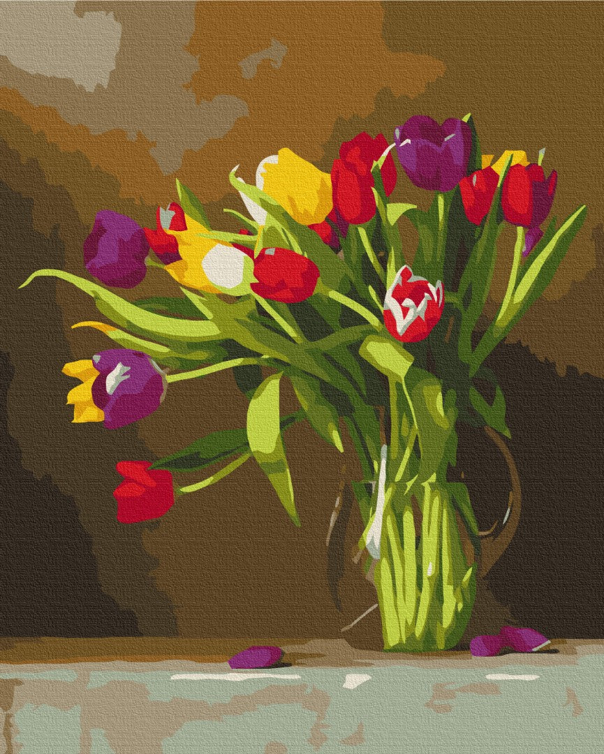 Malen nach Zahlen Motiv - Bunte Tulpen