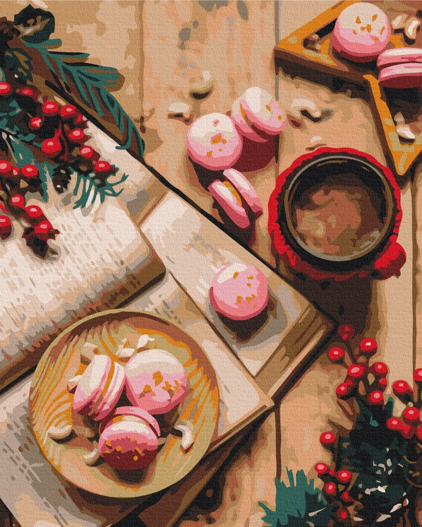 Malen nach Zahlen Motiv - Das Dessert zu Weihnachten