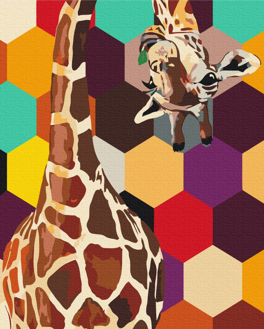 Malen nach Zahlen Motiv - Giraffe in einem Mosaik