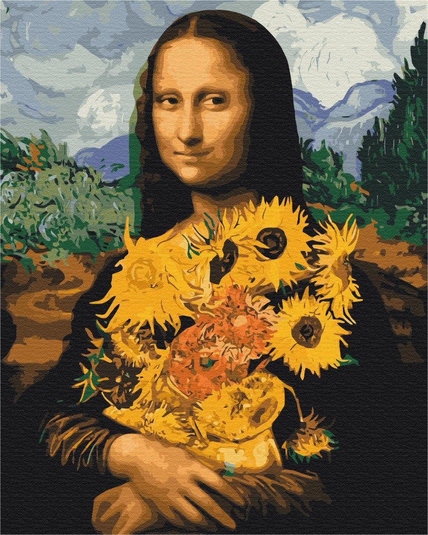 Malen nach Zahlen Motiv - Mona Lisa mit Sonnenblumen