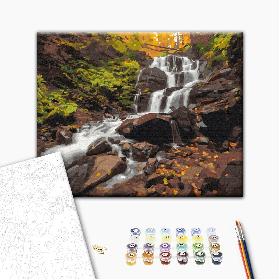 Shypit-Wasserfall - Malen nach Zahlen Bild auf Leinwand mit Pinseln und Farben