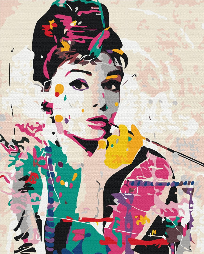 Malen nach Zahlen Motiv - Abstrakte Audrey Hepburn