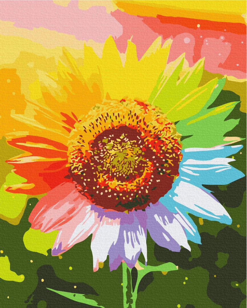 Malen nach Zahlen Motiv - Regenbogen-Sonnenblume