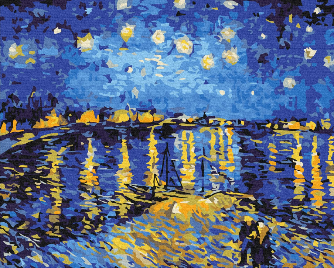 Malen nach Zahlen Motiv - Sternennacht über der Rhône. Van Gogh