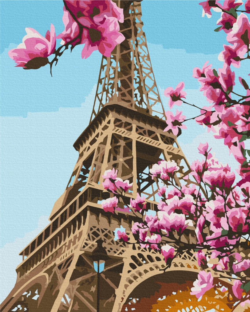 Malen nach Zahlen Motiv - Sakura in Paris