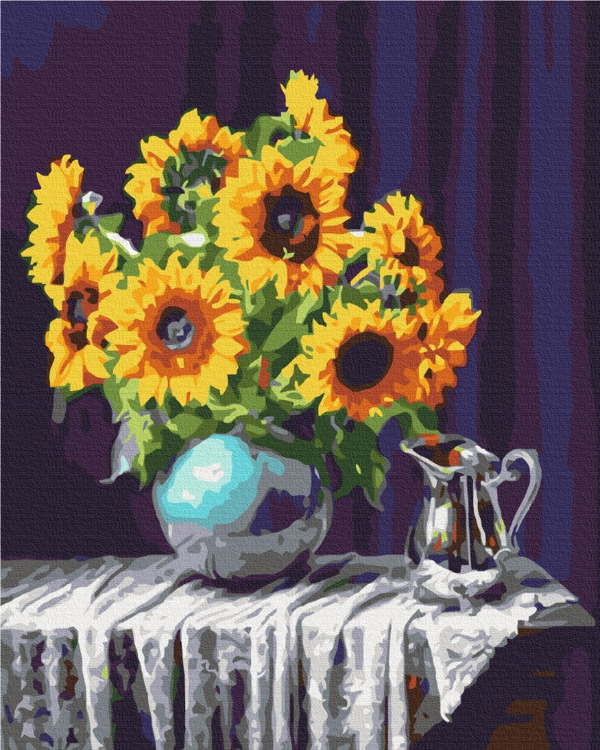 Malen nach Zahlen Motiv - Sonnenblumen in einer Vase