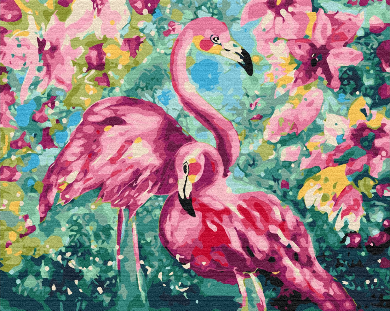 Malen nach Zahlen Motiv - Blumenflamingos